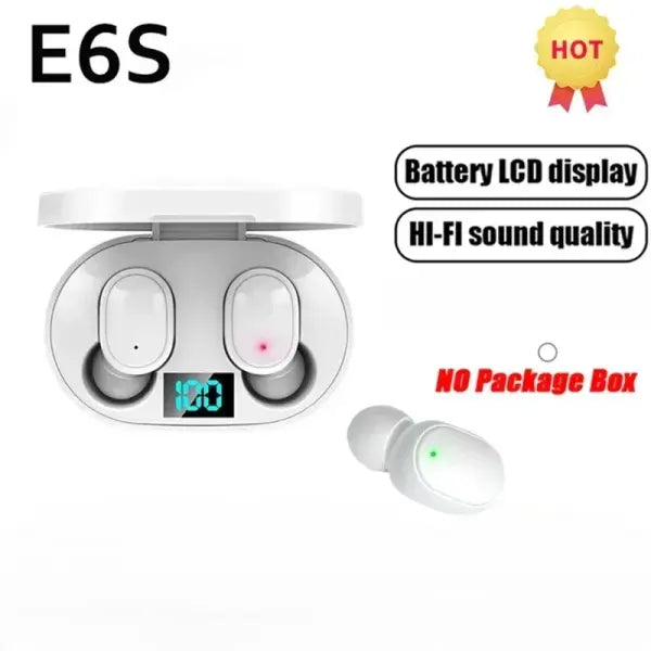 E6S Earbuds Noise Cancelling True Wireless Connectors - white