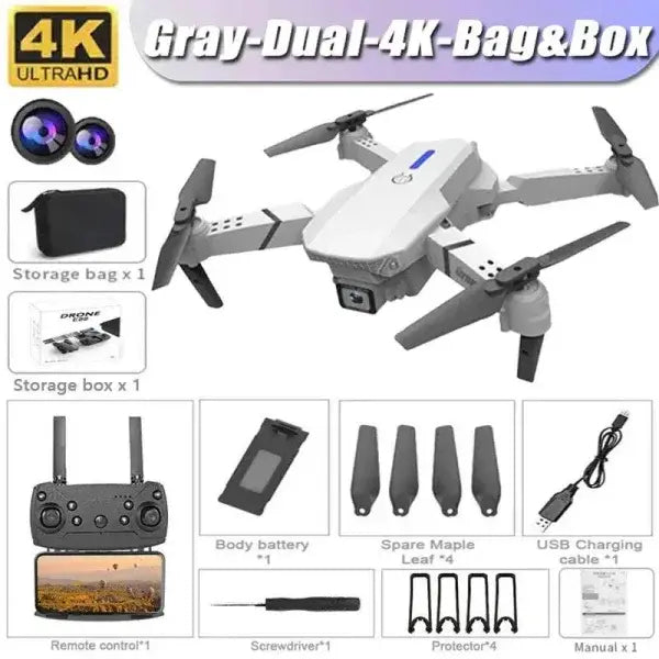 E88Pro RC Drone with Dual HD Camera and Altitude Hold Mode - G-Dual-4K-Bag-Box