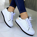 Unisex Round Toe PU Material Sneakers with Medium Heel