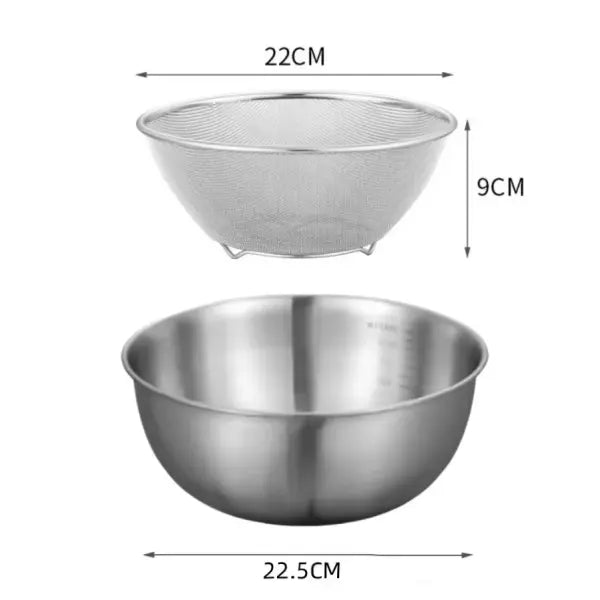 Eco-Friendly Stainless Steel Bowl - L and Drain Basket