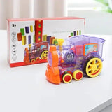 Colorful electric domino train educational toy set for kids