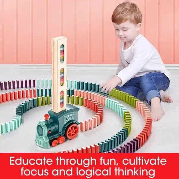 Electric Domino Train Educational Toy Set with Colorful Tracks