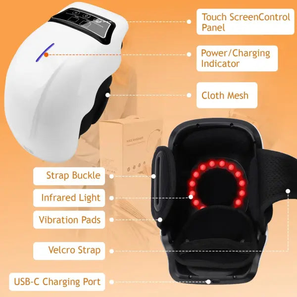 Cordless Electric Knee Massager - Adjustable Heat & Vibration - white / United States