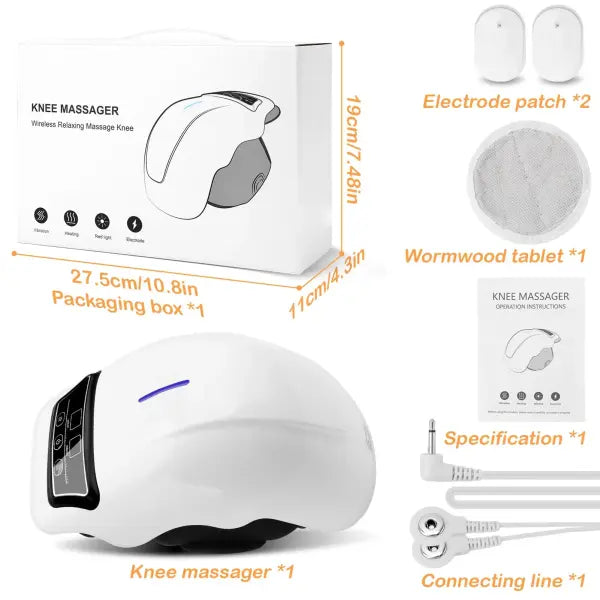 Cordless Electric Knee Massager - Adjustable Heat & Vibration - white / United States
