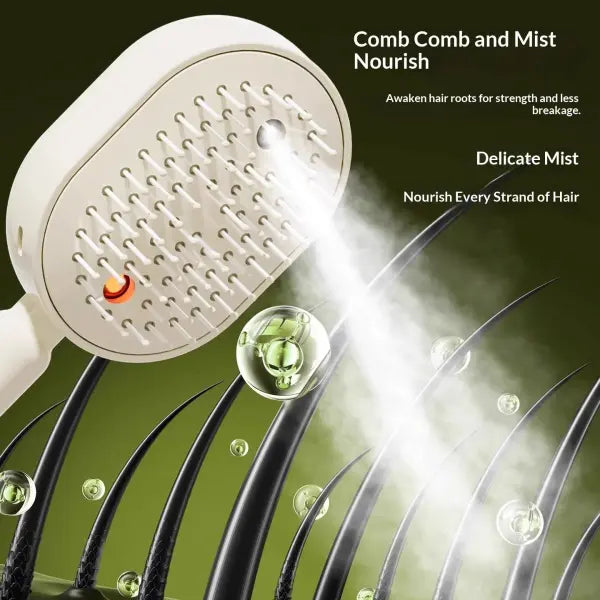 Electric Spray Air Massage Comb Essential Oil Hair Brush Anti-static Care - None