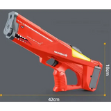 Red electric water gun with futuristic dart blaster design for high-pressure summer fun