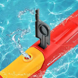 Red and yellow pool noodle with black clip for electric water gun high-pressure fun