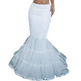 Elegant Black Bridal Petticoat for Mermaid Gowns - WHITE