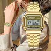 Elegant Digital Watch For Women Gold Silver Stainless Steel Business Ladies Electronic Wrist Watches Man Clock Zegarek