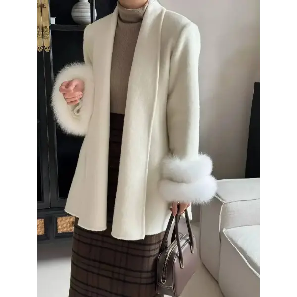 Elegant Office Lady Woolen Coat - beige style 2 / S