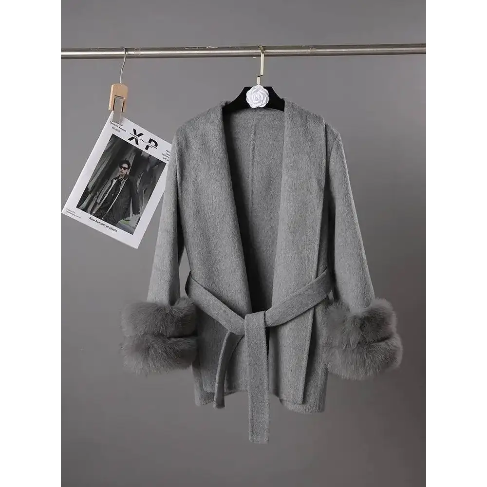 Elegant Office Lady Woolen Coat - Grey style 2 / S