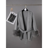 Elegant Office Lady Woolen Coat - Grey style 2 / S