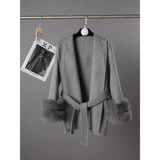 Elegant Office Lady Woolen Coat - Grey style 2 / S