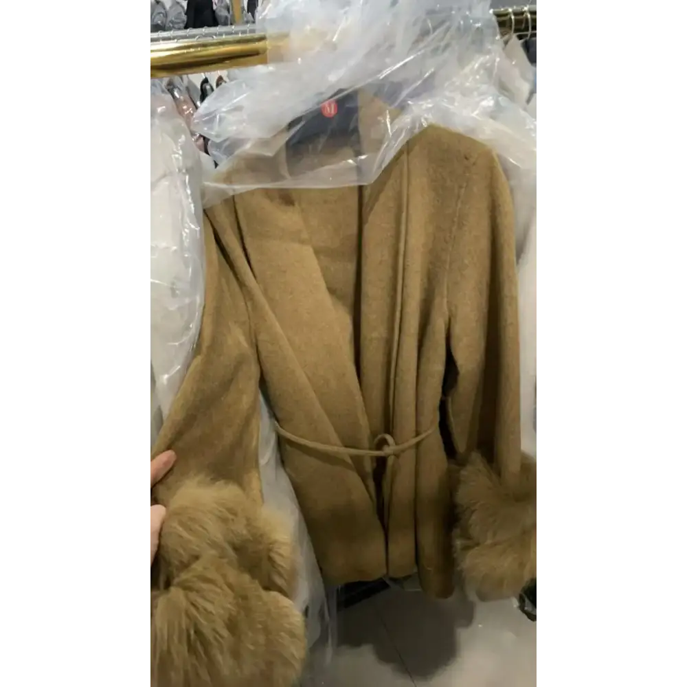 Elegant Office Lady Woolen Coat - light tan style 3 / S