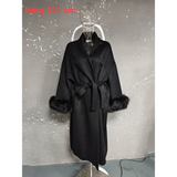 Elegant Office Lady Woolen Coat - Long Black / M