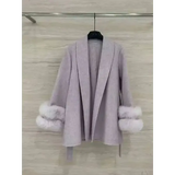 Elegant Office Lady Woolen Coat - purple style 2 / S