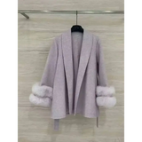 Elegant Office Lady Woolen Coat - purple style 2 / S