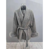 Elegant Office Lady Woolen Coat - Short Pattern gray / S