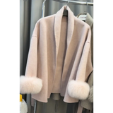 Elegant Office Lady Woolen Coat - Short Pattern pink / L