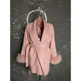Elegant Office Lady Woolen Coat - Short pink / L
