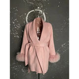 Elegant Office Lady Woolen Coat - Short pink / L