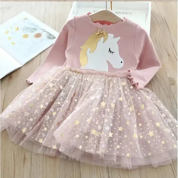 Enchanting Unicorn Princess Dress for Magical Moments in Toddlers - Pink / size 140 for 7T