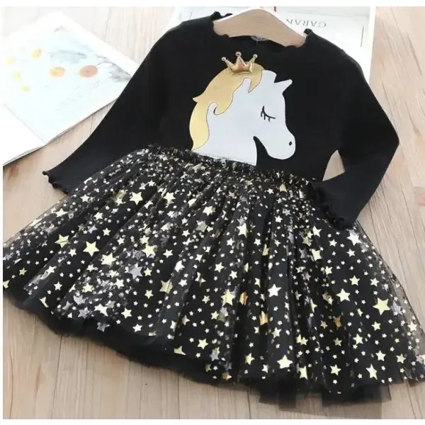 Enchanting Unicorn Princess Dress for Magical Moments in Toddlers - Black / size 140 for 7T