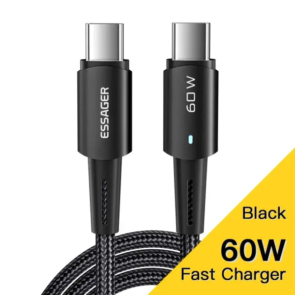 Type C Cable PD100W Fast Charge Aluminium Alloy for Xiaomi MacBook - 100W Black / 2m