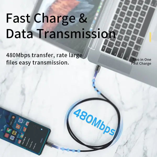 Type C Cable PD100W Fast Charge Aluminium Alloy for Xiaomi MacBook - 100W Black / 2m