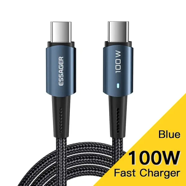 Type C Cable PD100W Fast Charge Aluminium Alloy for Xiaomi MacBook - 100W Black / 2m
