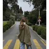 Spring Women’s Suede-Effect Loose Fit Fashion Lapel Bomber Jacket