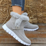 Round Toe Suede Flat Boots with Warm Lining Material