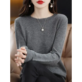 Regular Fit Wool Knit Sweater with O-Neck and Regular Clothing Length - GRAY / L