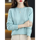 Fashion 100% Merino Wool Women’s Sweater O-Neck Long Sleeve Pullover Spring Autumn Winter Basic Jumper Clothing