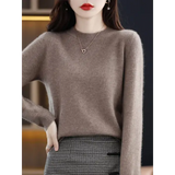 Regular Fit Wool Knit Sweater with O-Neck and Regular Clothing Length - camel / XXL