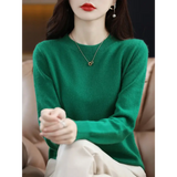 Fashion 100% Merino Wool Women’s Sweater O-Neck Long Sleeve Pullover Spring Autumn Winter Basic Jumper Clothing