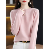 Fashion 100% Merino Wool Women’s Sweater O-Neck Long Sleeve Pullover Spring Autumn Winter Basic Jumper Clothing