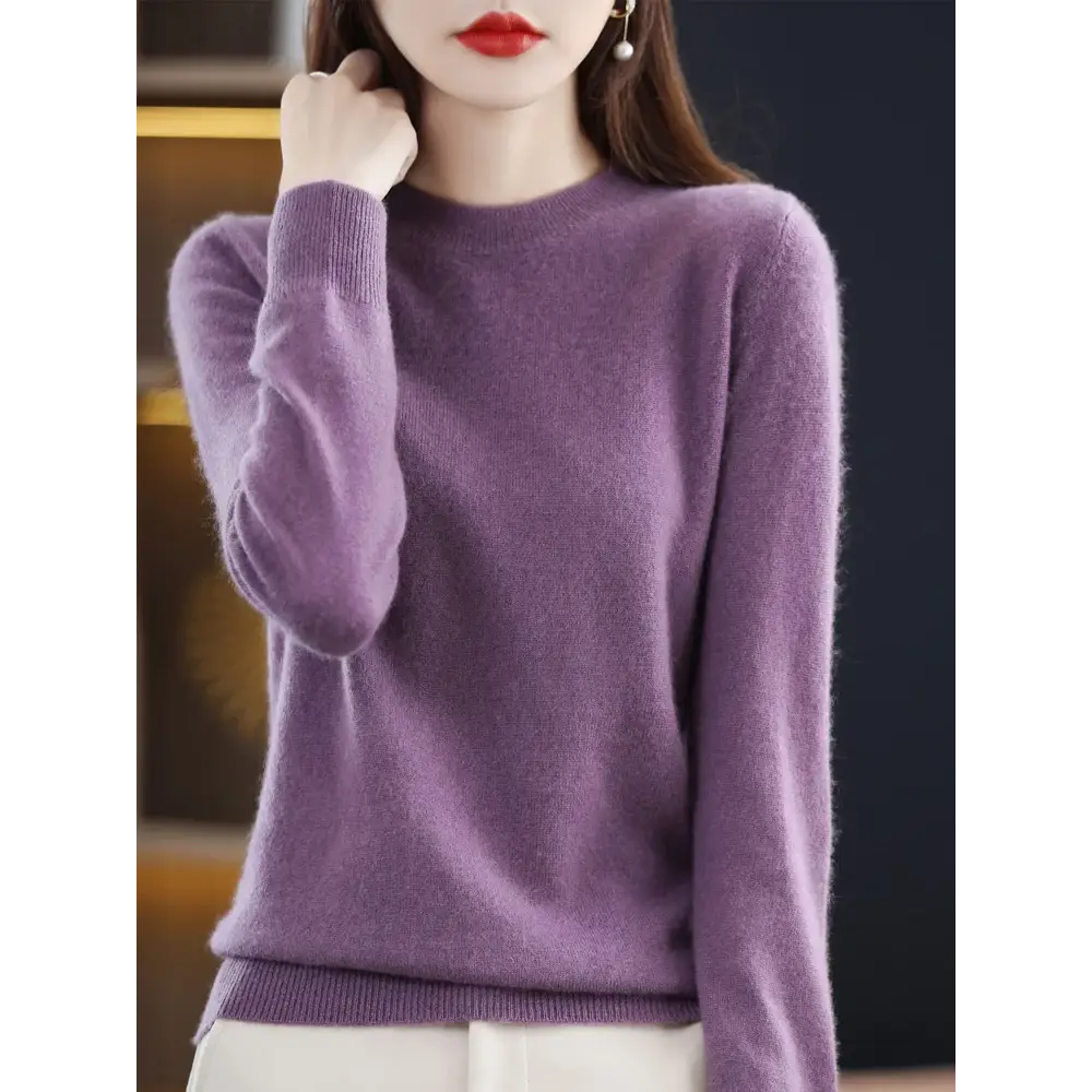 Fashion 100% Merino Wool Women’s Sweater O-Neck Long Sleeve Pullover Spring Autumn Winter Basic Jumper Clothing