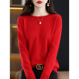 Regular Fit Wool Knit Sweater with O-Neck and Regular Clothing Length - Red / L