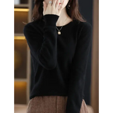 Regular Fit Wool Knit Sweater with O-Neck and Regular Clothing Length - black / XXL
