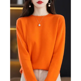 Regular Fit Wool Knit Sweater with O-Neck and Regular Clothing Length - Orange / XXL