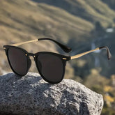Black Rivet Cat Eye Metal Frame Sunglasses UV400 - black