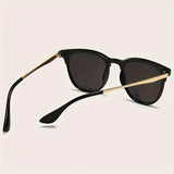 Black Rivet Cat Eye Metal Frame Sunglasses UV400 - black