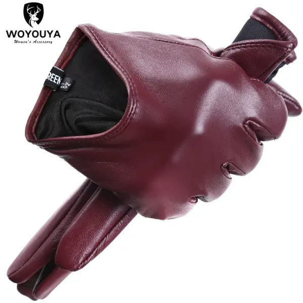 Women’s Leather Winter Gloves – Warm Comfortable Short Mittens