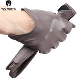 Women’s Leather Winter Gloves – Warm Comfortable Short Mittens - Khaki / 8.5