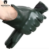 Women’s Leather Winter Gloves – Warm Comfortable Short Mittens - Dark green / 8.5