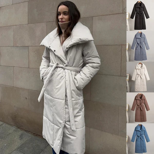 Fashion Large Lapel Long Coat Winter Warm Cotton Jacket for Women - Himpall