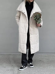 Fashion Large Lapel Long Coat Winter Warm Cotton Jacket for Women - Himpall