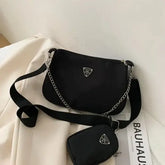 Fashion Nylon Crossbody Bag Portable Casual Underarm Student Style - black / (20cm<Max Length<30cm)