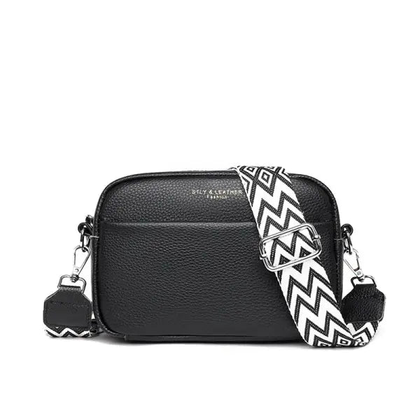 Fashion Shoulder Crossbody Small Square Bag Rhombus Embroidered Style - Black - None
